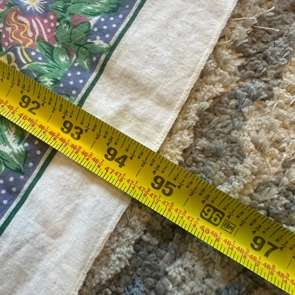Vintage Easter Bunny Floral Tablecloth Rectangular Spring Garden White 95x56